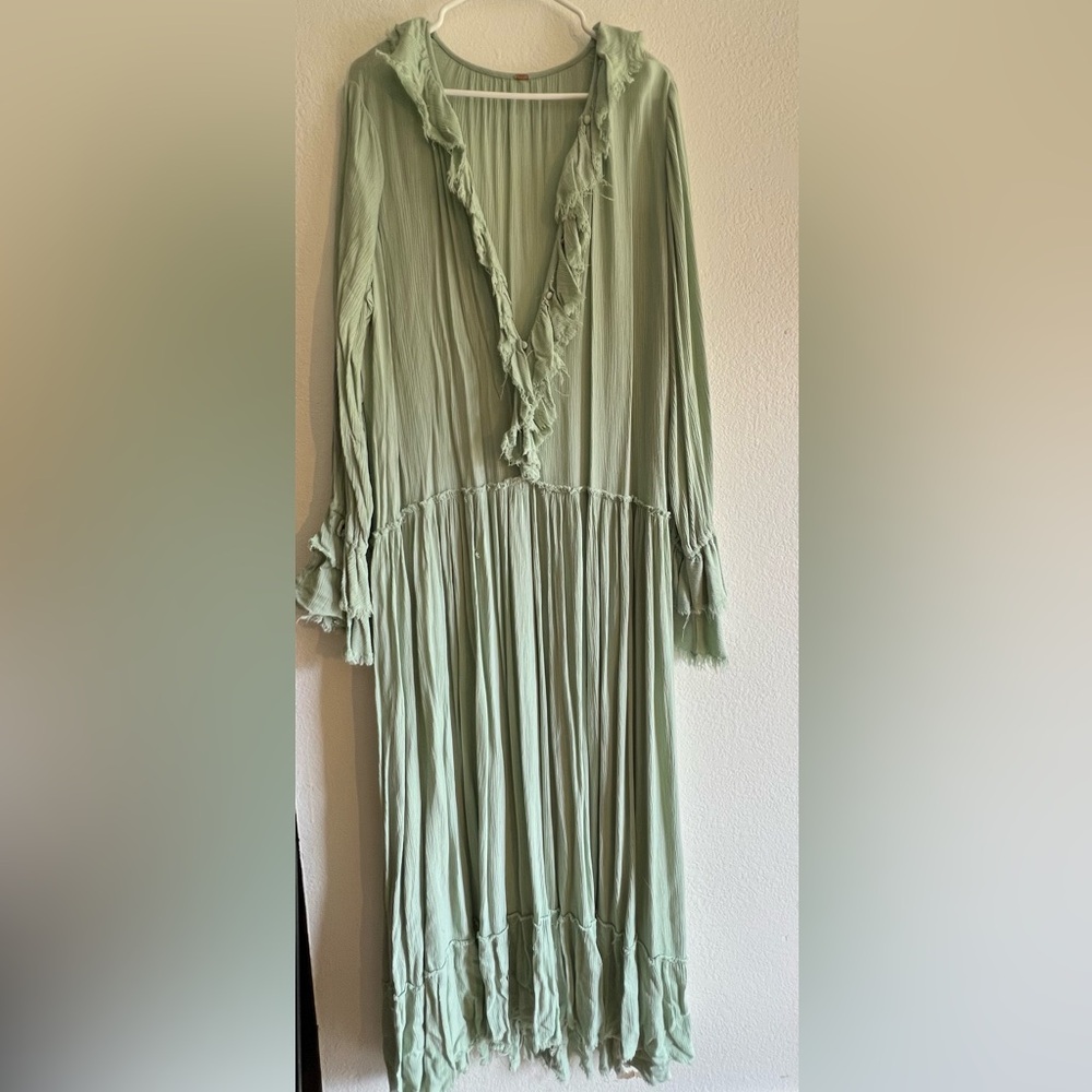 Free People Light Green Textured Knit Top